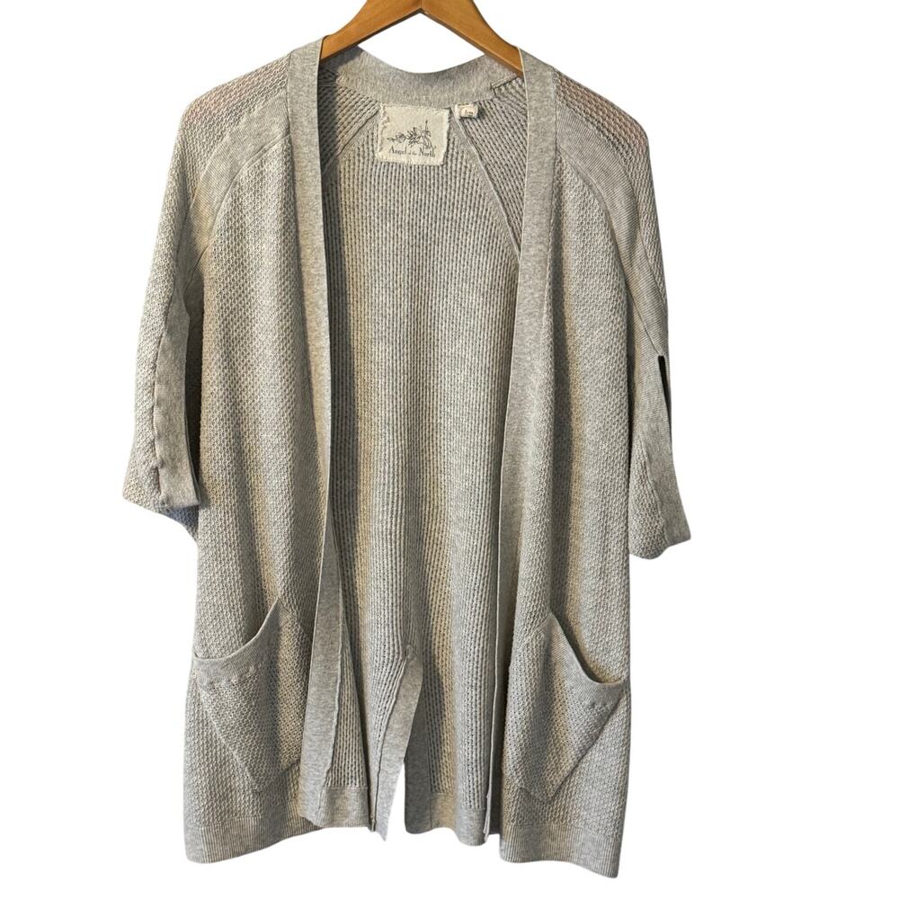 Anthropologie Angel of the North Boho Half Sleeve Gray Cardigan Sweater Large